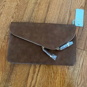 Vici dolls brand new brown clutch gold chain handbag purse bag